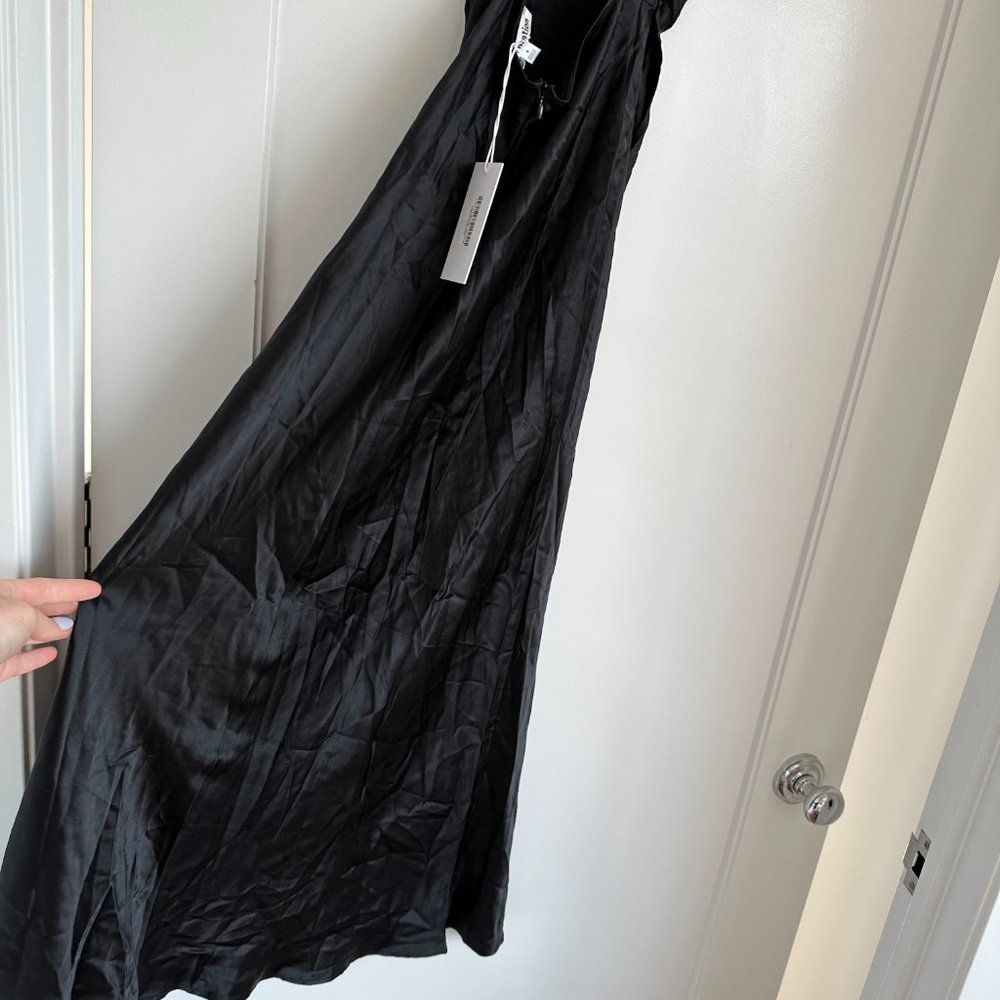 NWT Reformation Casette Midi Silk Dress Sz 2 Black Cowl Neck Cut-out Open Back - Picture 9 of 10